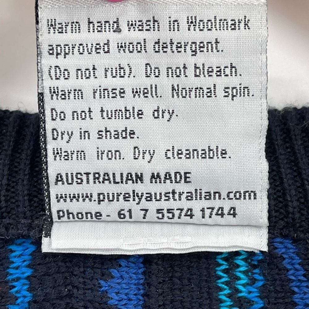 Vintage Purely Australian Wool‎ Chunky Knit Crewneck Sweater Women Small Blue - Picture 4 of 4